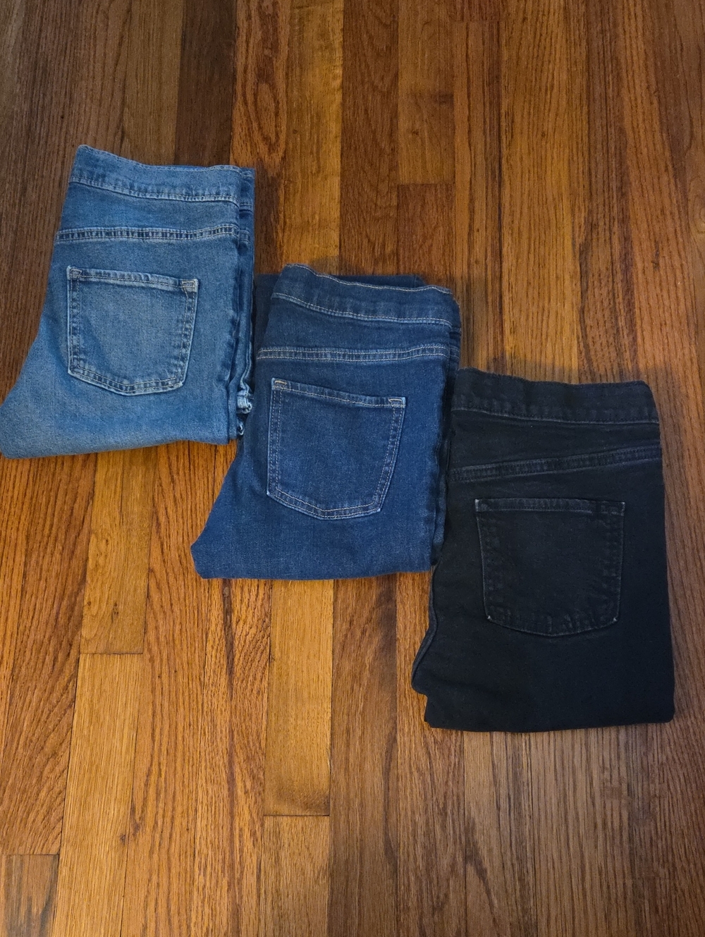 Old Navy Girl’s Boot-cut Jeans Trio - Light Blue, Medium Blue & Black XL (14-16)
